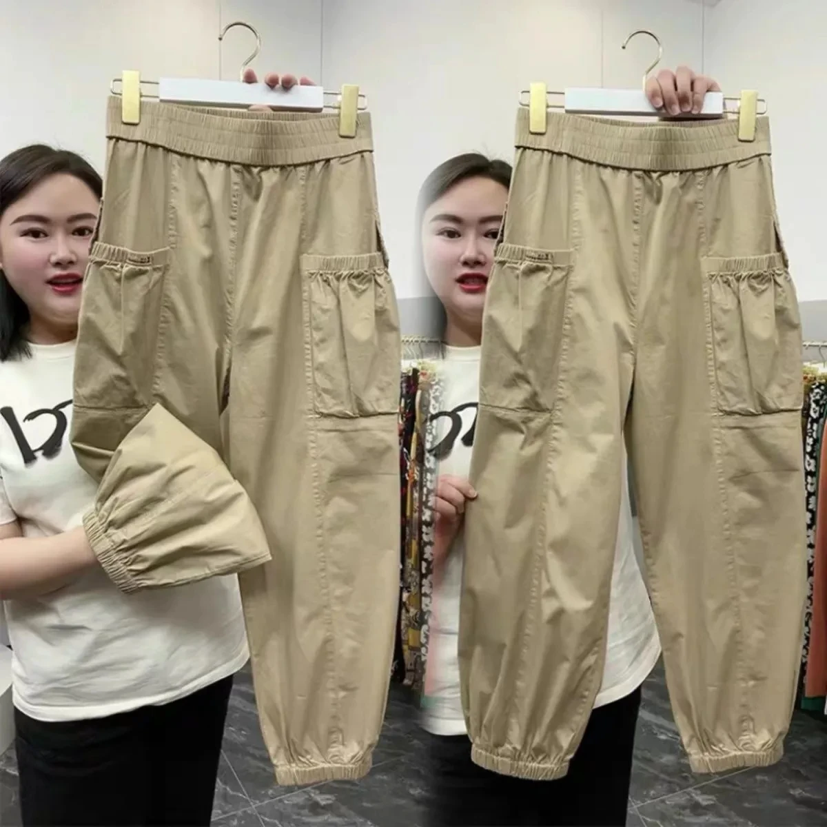 Cream Korean Baggy Pants For Women | Bofrike