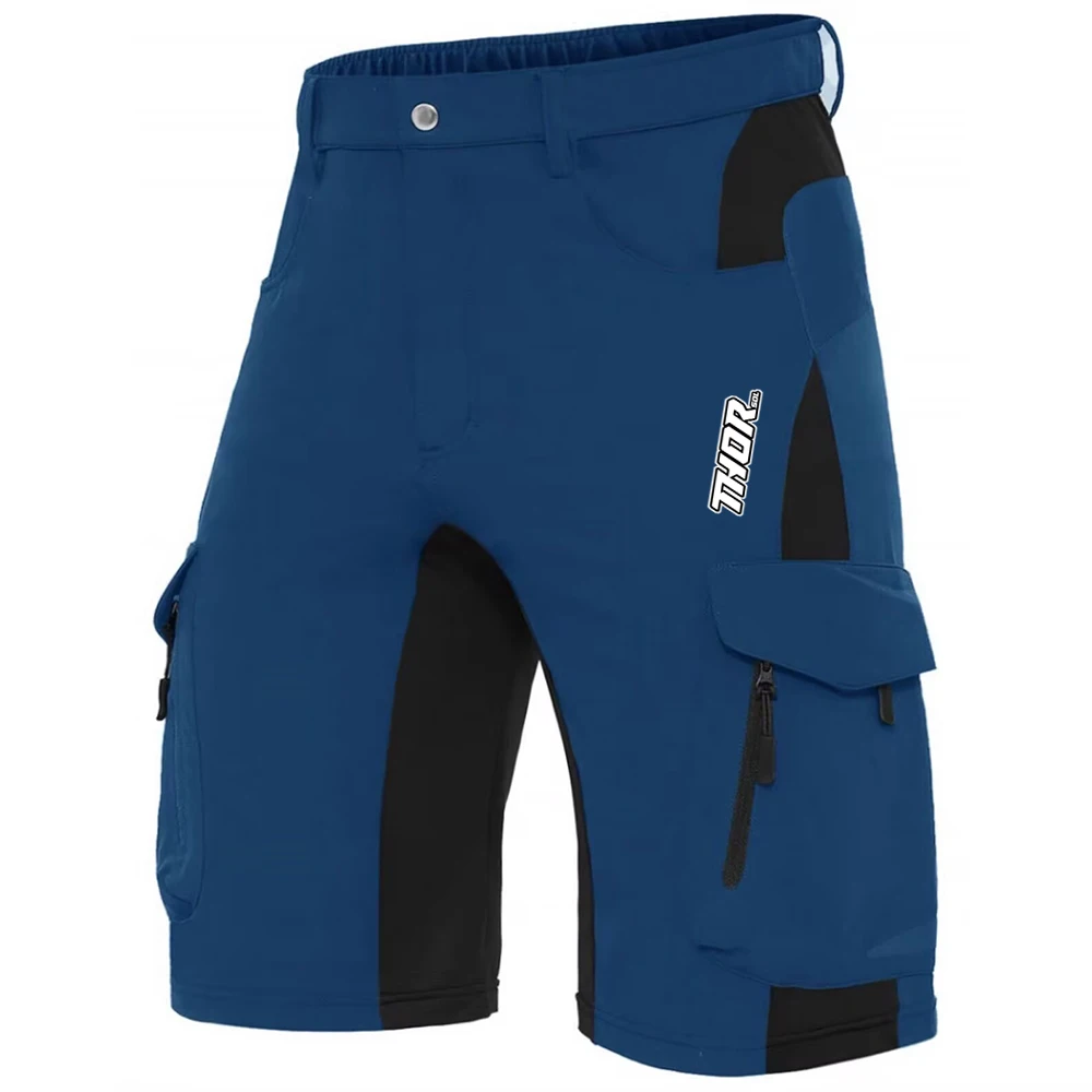 THORSOL men’s breathable loose‑fit MTB cycling shorts with cargo pockets blue