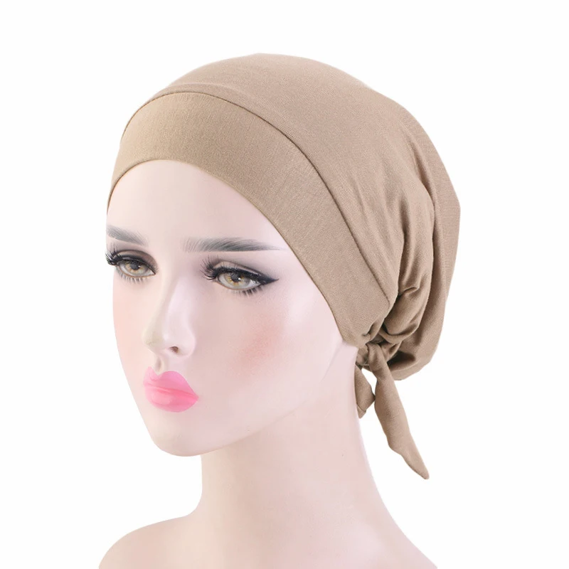 

Soft Modal Pre-Tied Muslim Women Hijab Satin Lined Sleep Night Cap Bonnet Chemo Hat Turban Headwrap Head Scarf Hair Care Beanies