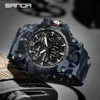 SANDA 3358 Camouflage LED Digital Watch Outdoor Electron Male Wristwatch Display Quartz Men Clock Sports Military Mens Watch 3