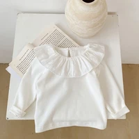 New autumn baby clothing, 0-2 year old girls, lotus collar flower solid color top, T-shirt 1