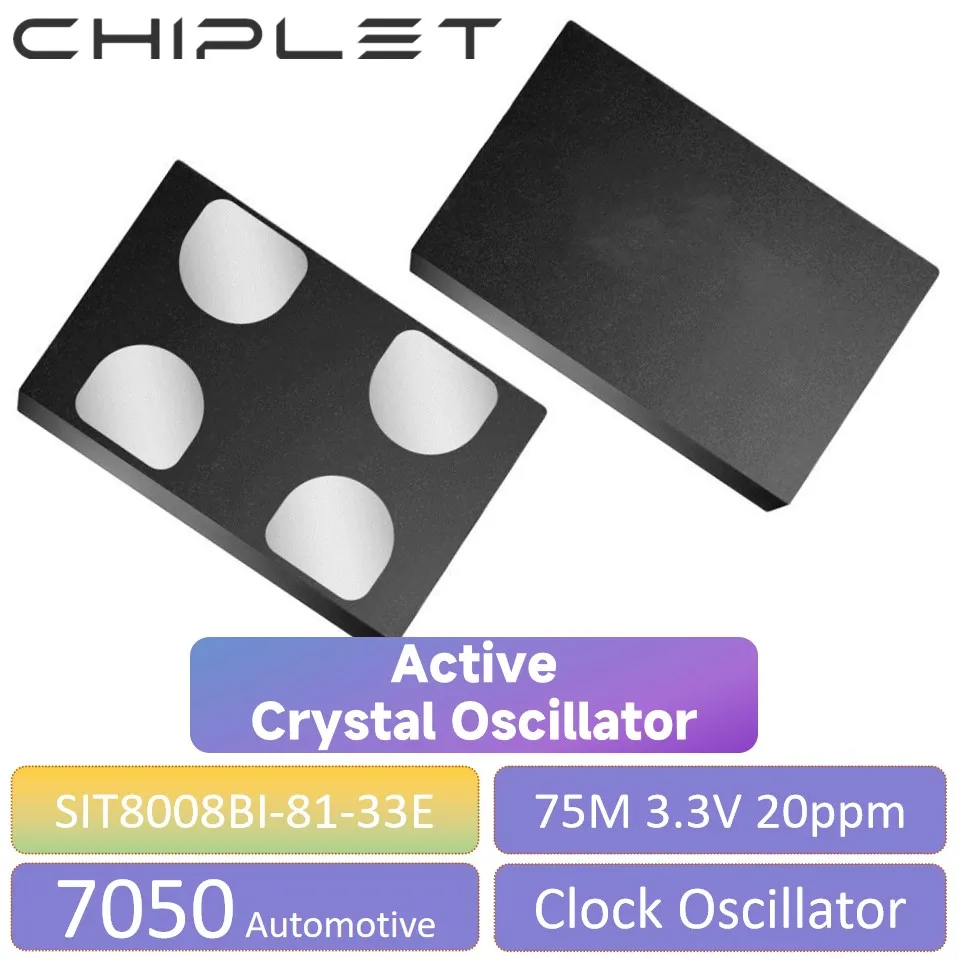 2Pcs SIT8008BI-81-33E 활성 수정 발진기 7050 자동차 OSC 3.3V SMD 75Mhz 20ppm 클록 발진기 5070 -40  85 ℃   SIT800