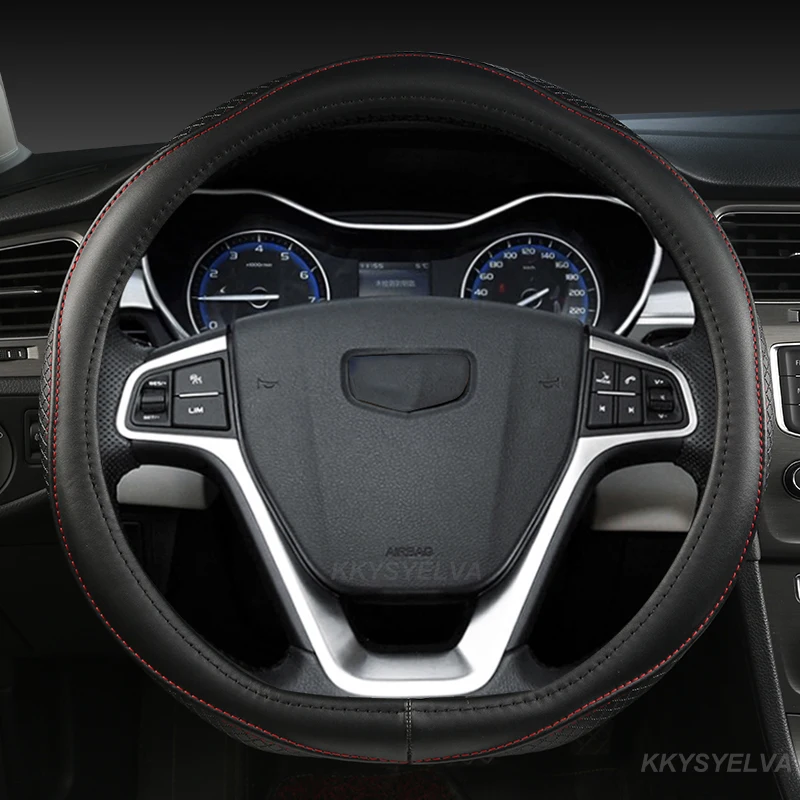D Shape Car Steering Wheel Cover Genuine Leather For Geely EC7 EC8 MK CK2 GC9 GC6 Emgrand 7 X7 Atlas Auto Accessories | Автомобили и
