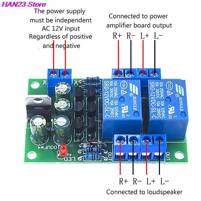 Audio Speaker Protection Board 1PC Boot Delay DC Protect Kit DIY Double Channel