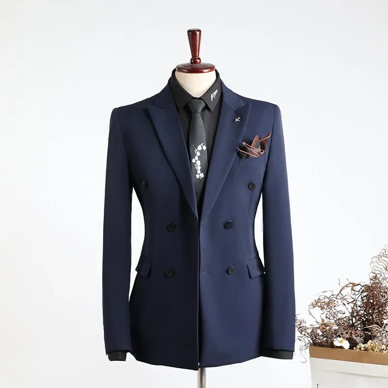Customer Made Clothes Men Casual Fashion Business Blazer Jacket for Men Double Breasted Suit Jackets Coat Male Clothing