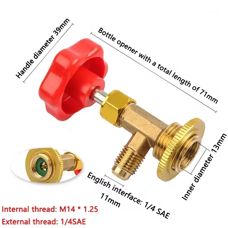 1PC Dispensing valve bottle opener 1/4 SAE connector Mayitr refrigerant bottle can tap for R12 R22 R6000a R134a R410a gas refrigerant bottle opener