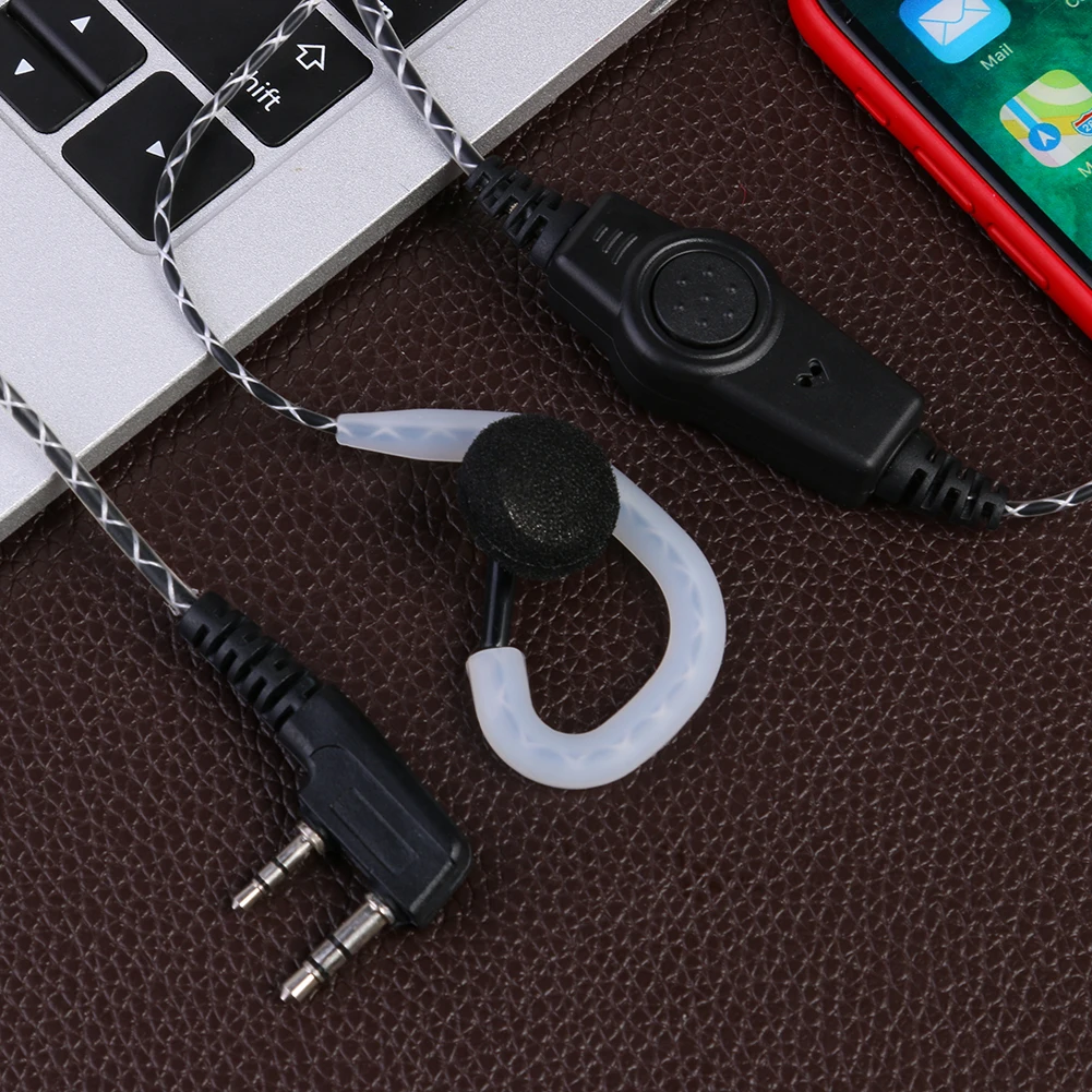 HB-70 2 Pins K-Type PTT Earpiece Headset Microphone 1.2m Walkie-Talkie Earphones For BAOFENG For Kenwood KPG/ TH/ TK For PUXING