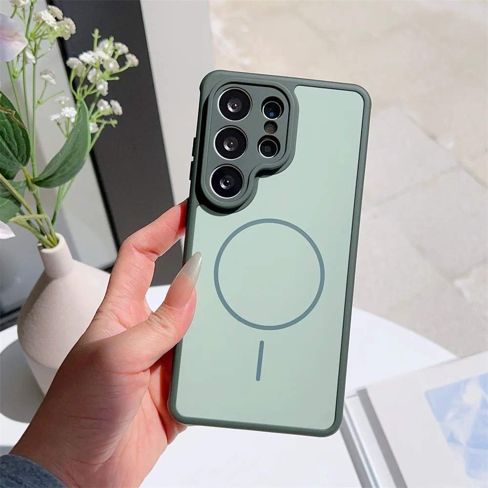 Matte Soft Magnetic Shockproof Phone Case with Wireless Charging Capability