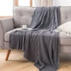 Battilo Cotton Knitted Throw Blanket for Bed Soft&Cozy Sofa Blanket Solid Cable Knit Throws Large Heavyweight Decorative Blanket 2