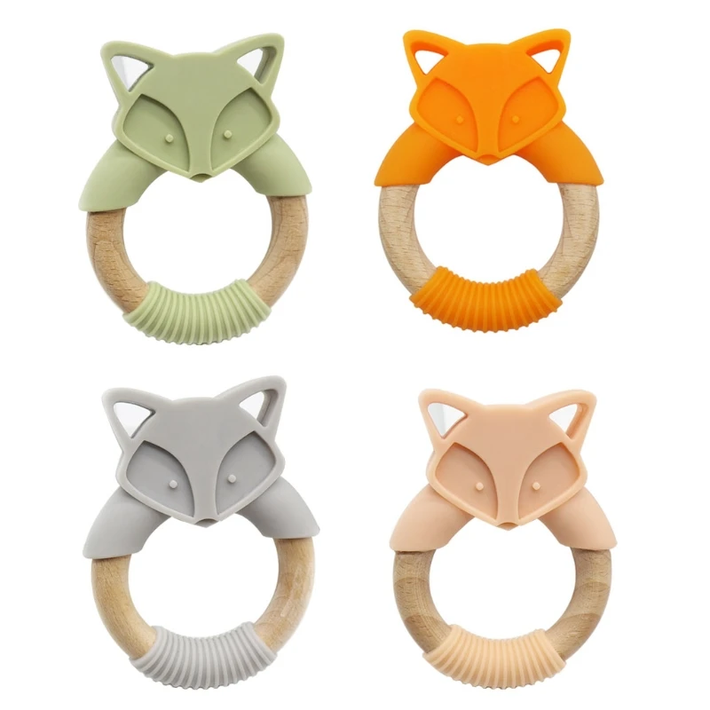 

Детский Прорезыватель для зубов с мультяшными животными, силиконовые бусины, погремушка, молярная соска, детская игрушка для кормления, подарки для душа