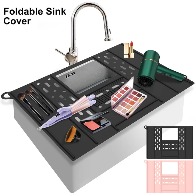 Bathroom Sink Cover for Counter Space Silicone Bathroom Sink Makeup  Organizer Mat Heat Resistant Silicone Makeup