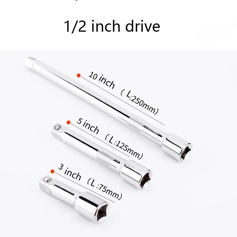 1pcs 1/4" 3/8" 1/2" Socket Ratchet Wrench Extension Bar 360 Degree Extension Bar Set Auto Repair Socket Extender Quick Release 6