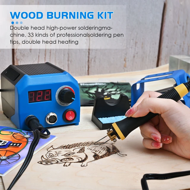 Pyrography Wood Burning Kit Professional Wood Burner Tool Dual Pen 30 Tips  with Bag - AliExpress