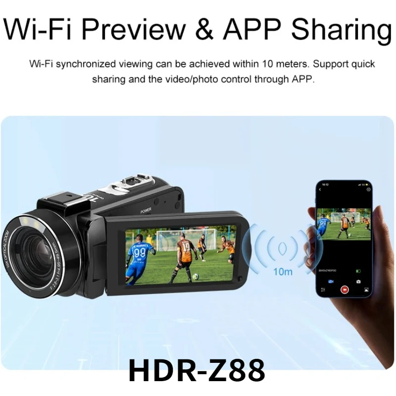 Videocamera Digitale Z88 4K con Zoom Ottico 10X e Schermo da 3 Pollici per YouTube, Vlog, Video Domestici e Registrazioni Professionali
