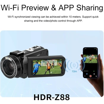 Videocamera Digitale Z88 4K con Zoom Ottico 10X e Schermo da 3 Pollici per YouTube, Vlog, Video Domestici e Registrazioni Professionali