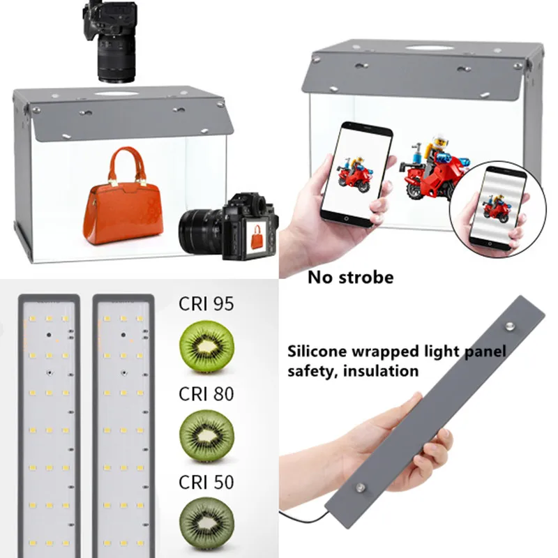 Photography Table Top Light Box Portable Softbox Photo Studio Shooting Tent Kit 13" x 10" 72 LED Lights 6 Backdrops photo studio box led photo lighting photo studio light tent