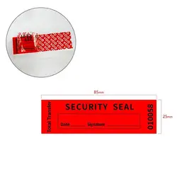 Tamper - evident Security Labels, Red/Blue with Triple Serial Numbers and Void Effect - Pack of 100, Size 25 × 85 mm (Red)