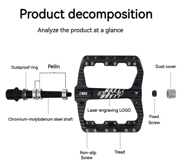 ENLEE Fahrradpedale, abgedichtetes Lager, rutschfeste MTB-Pedale, Aluminiumlegierung, superleicht, wasserdicht, Fahrradzubehör – Detail 4