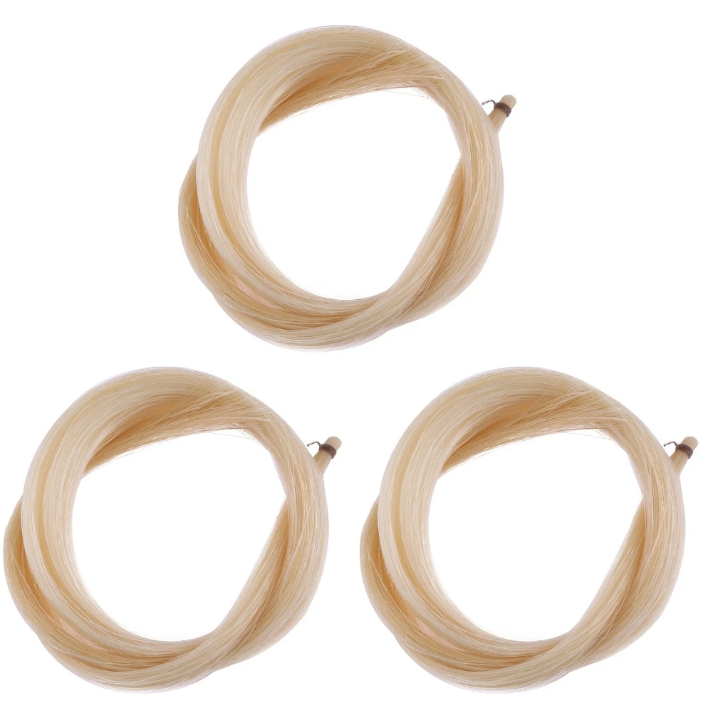 1 Hank Violin Bow Horse Hair Universal Violin Bow Horsehair Yellow + White Natural Stringed Instruments Parts Accessories violin bow hair