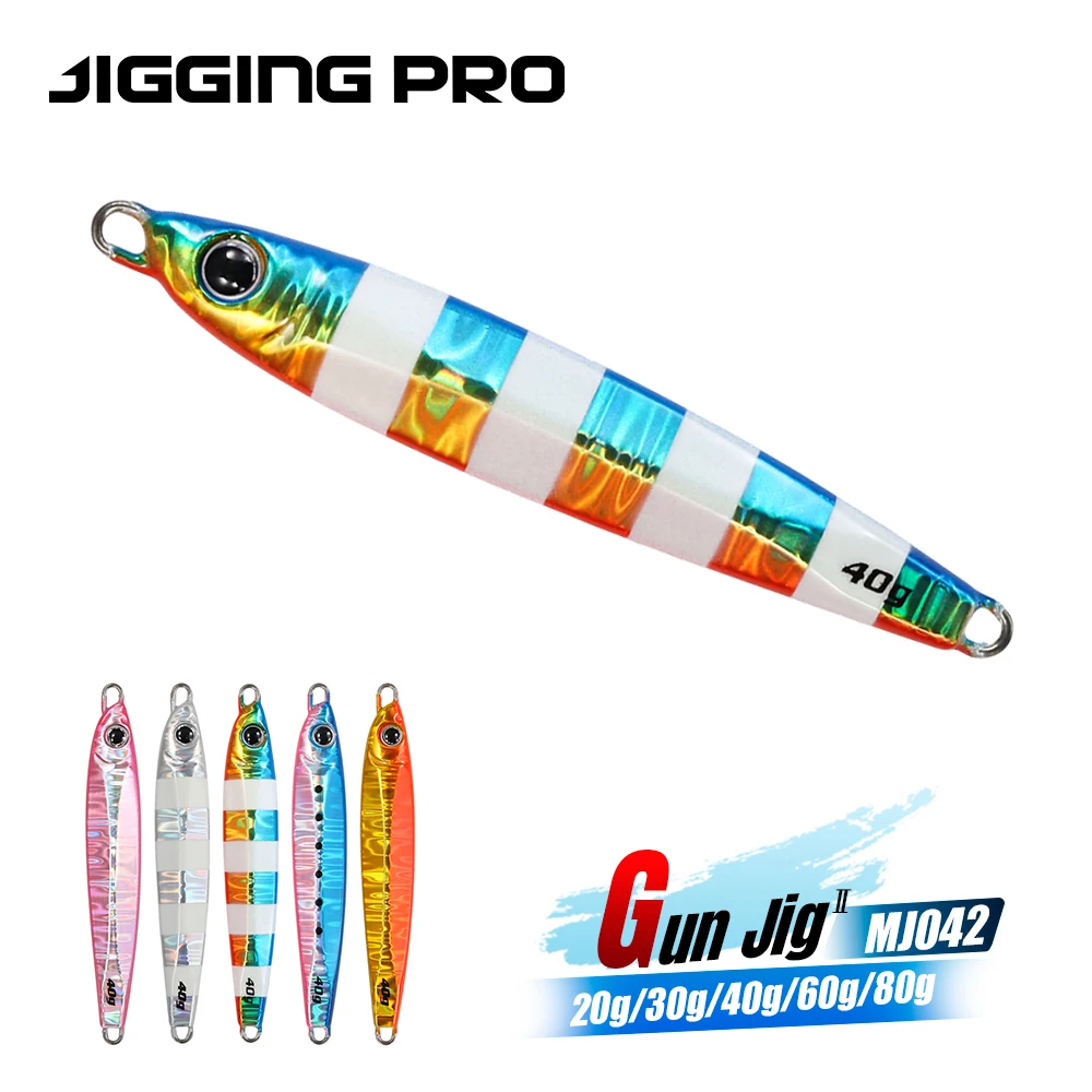 JIGGINGPRO Slim Metal Jig 20g-80g Weitwurf-Küstenjigköder Schnell Sinkender Salzwasserköder für Bonito, Makrele, Blaufisch