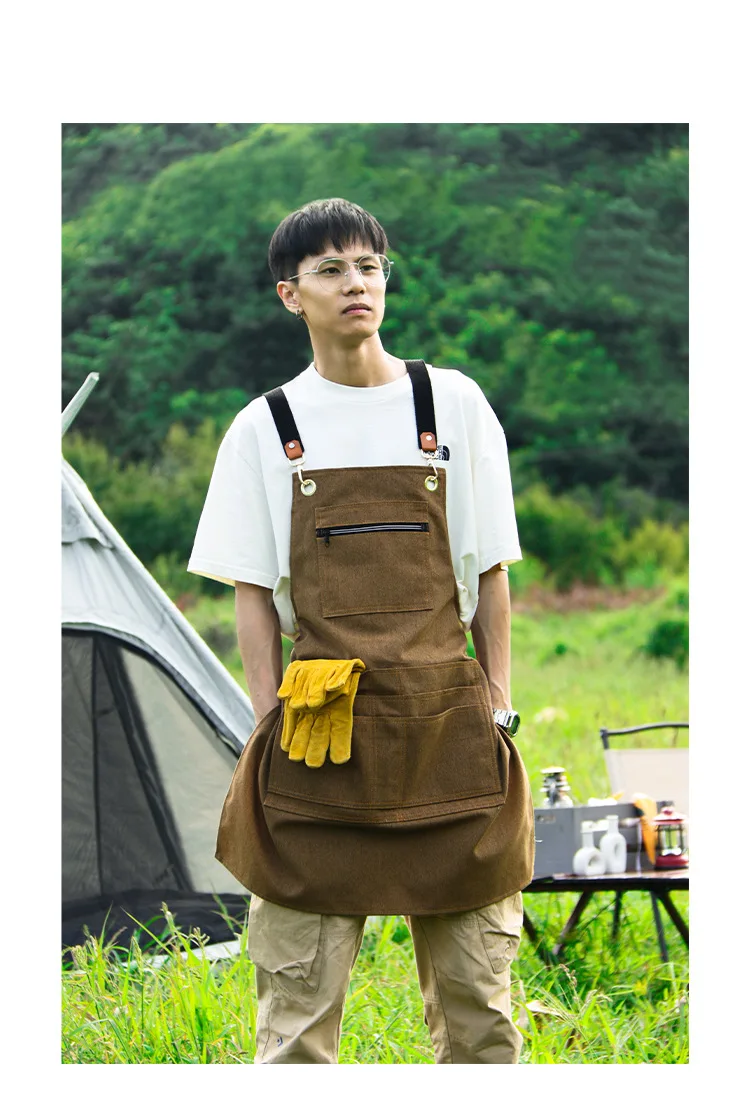 Damen-Arbeitskleidung aus Segeltuch im Retro-Design, perfekt für Outdoor-Aktivitäten, Camping, Gartenarbeit, Kaffee, Friseursalon – Detail 8