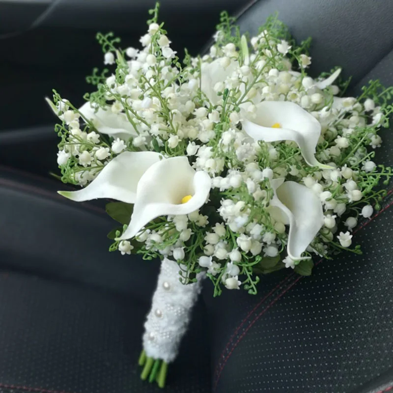 High-end simulation royal lily of the valley bouquet bride wedding calla flower bouquet Bridesmaid Bridal Party wedding bouquets,wedding flower decoration
