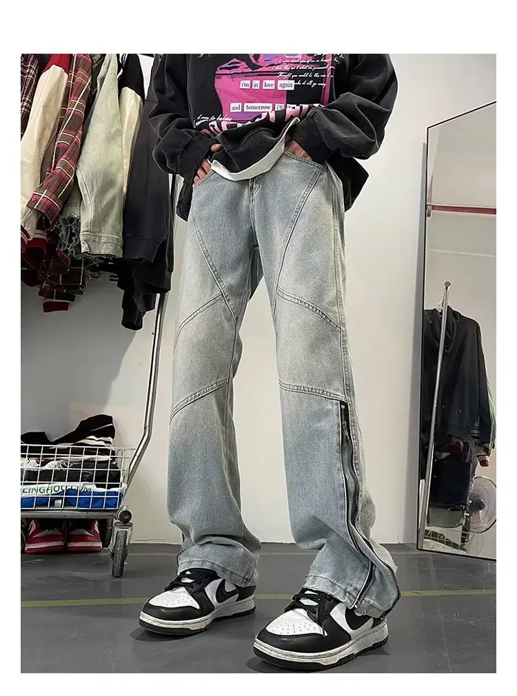Mens Pants Men Streetwear Ripped Jeans Baggy Jean Denim Shorts Men's Trousers Wide Leg Jeans Man Y2k Clothing Flared Male Cargo