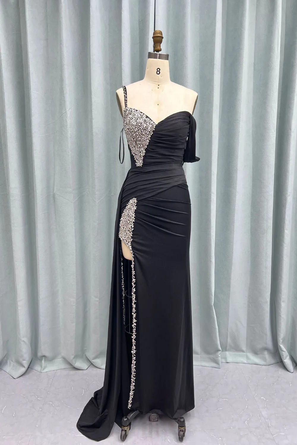 birthday dress for women knee length MNM COUTURE M1033 Knee-length Semi Formal Dress Royal Blue / 12
