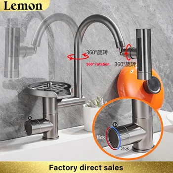 CHOOXIWU Lemon -  Lavello da cucina a cascata in acciaio inossidabile con portacoltelli Set di rubinetti con display digitale con slot singolo extra large in rilievo 1