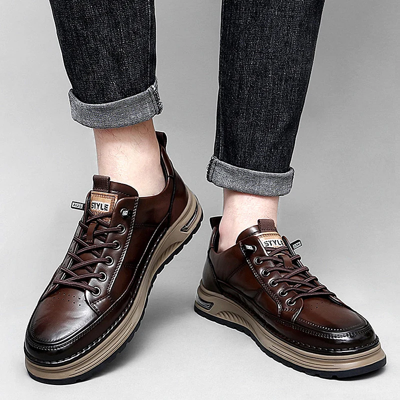 Men Fashion Male Comfortable Driving Shoe Genuine Leather Mens Slip on Casual Shoes Men Outdoor Footwear Men Stylish Skate Shoes 6