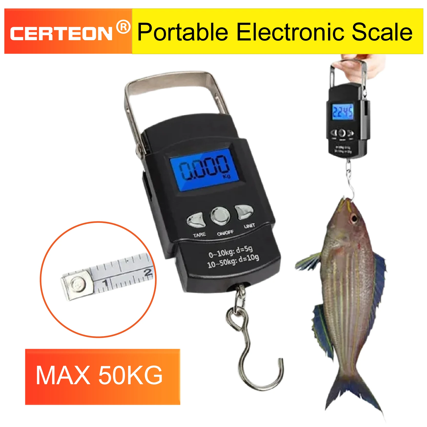 Bilancia digitale elettronica portatile, bilancia per bagagli da 50 kg