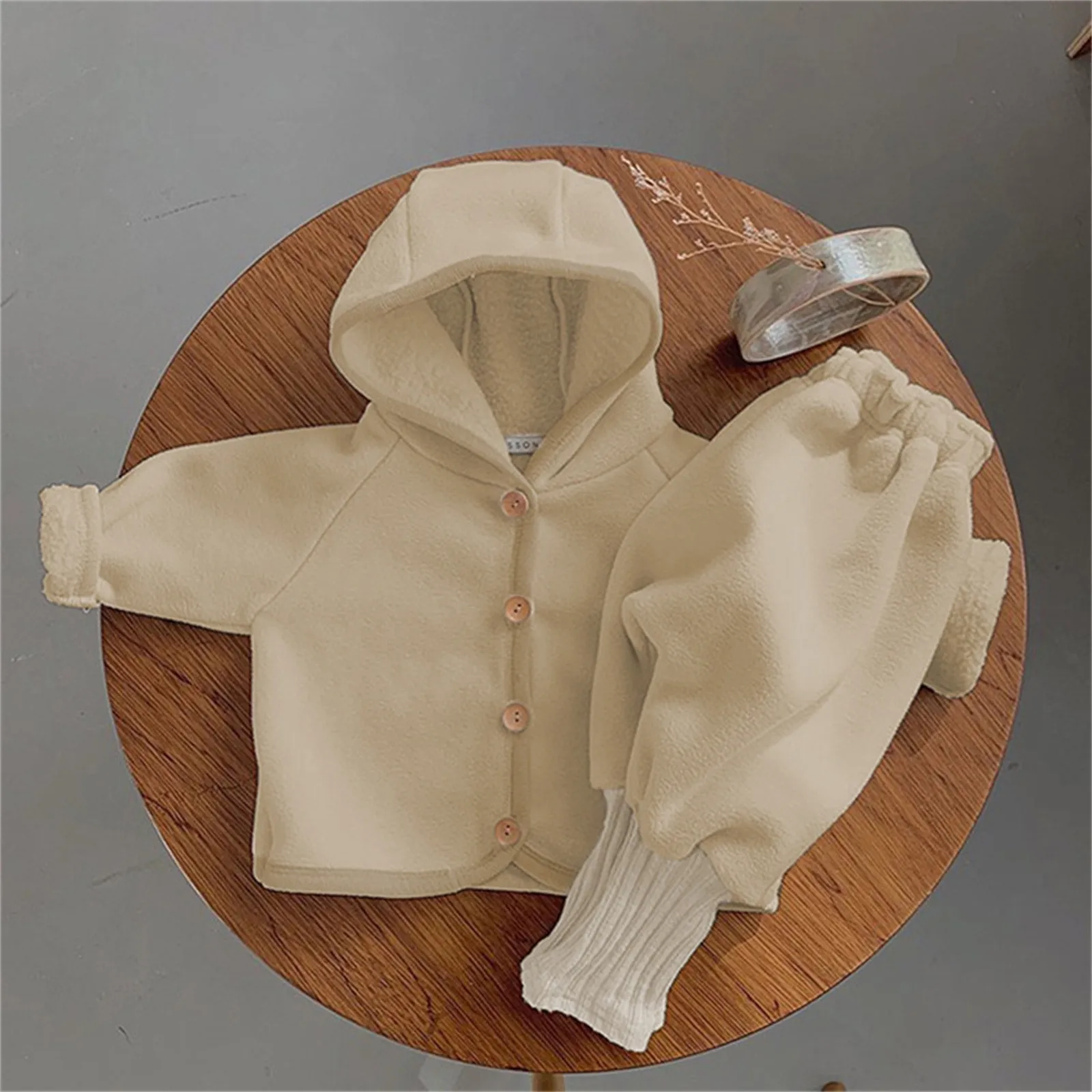 3 6 12 24 Months Newborn Girls Boys Clothes Sets Autumn Winter Clothing Thickened Hooded Long Sleeve Jacket+Pants Infant Outfits 1
