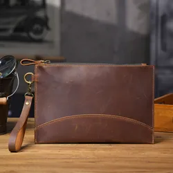 Vintage Genuine Leather Men's Clutch Wallet with Retro Card and Phone Holder (Vintage Brown)