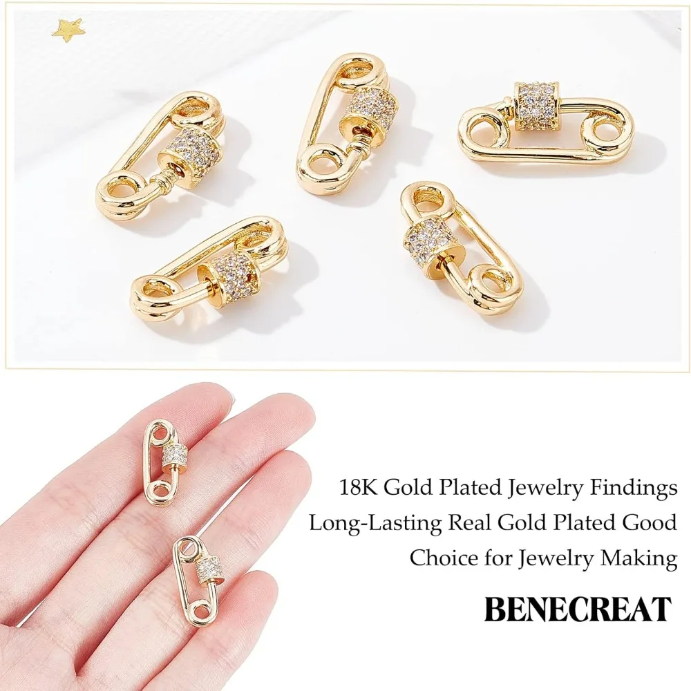 10Pcs Brass Cubic Zirconia Lock Charms 18K Gold Plated Screw Carabiner Lock  Charms for Necklaces Jewelry Making - AliExpress