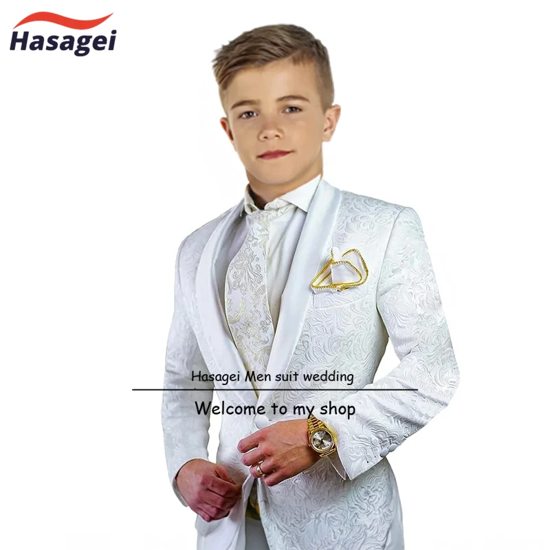 Boys Suit 2 Piece Patterned Jacket Pants Green Fruit Collar Design Kids Wedding Tuxedo Stage Clothes