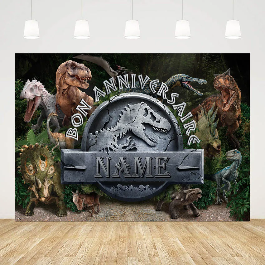 Mehofond Animal World Dinosaur Backdrop for Photography Baby Boy Birthday Party Backdrop Customized Backgrounds For Photo Studio