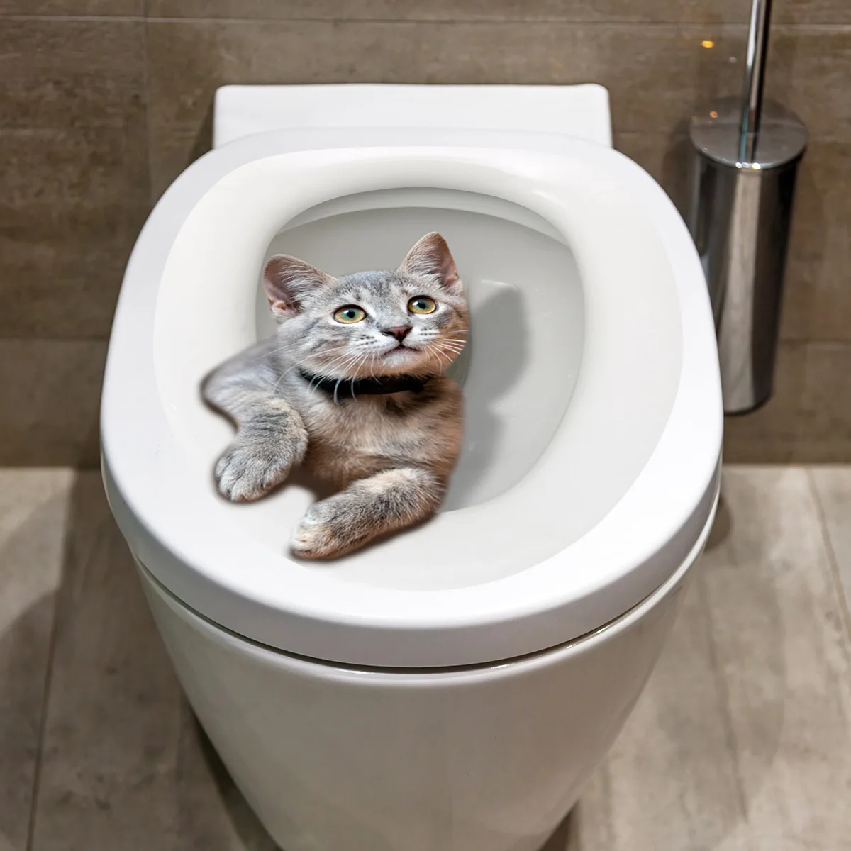 Cute 3D Cat Toilet Sticker Bagno Toilet Cover Sticker 3D Wall Stickers Animali Wc Accessori Divertimento Per La Decorazione Del Bagno Di Casa