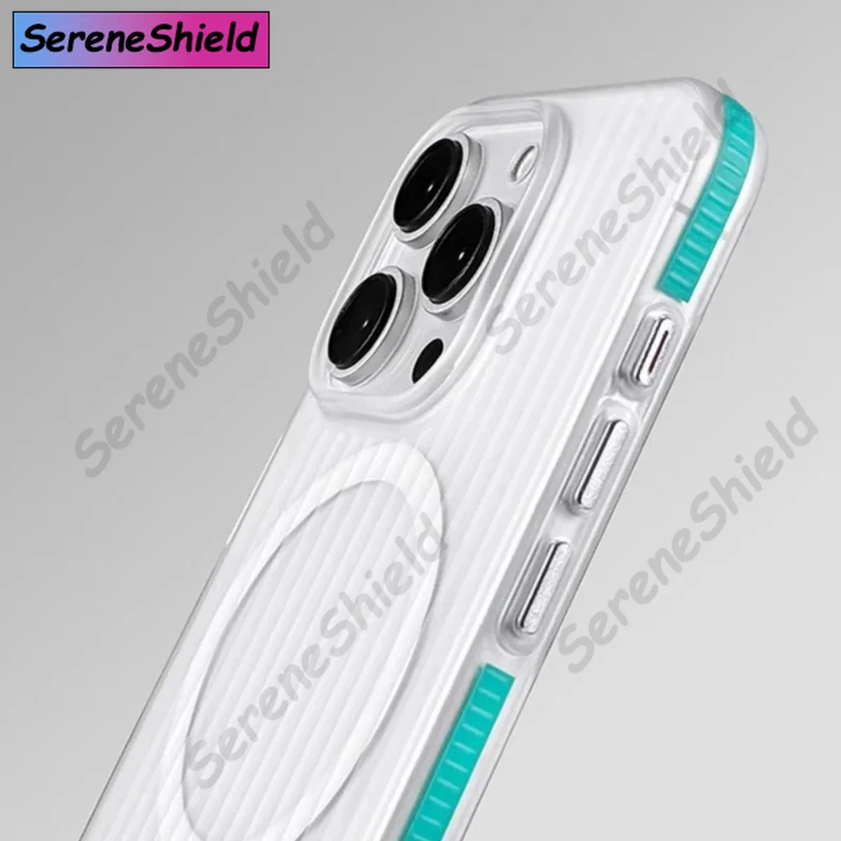 Geometric 3D Stripes MagSafe Wireless Charging Phone Case with Anti-Fall Bumper and Frosted Finish