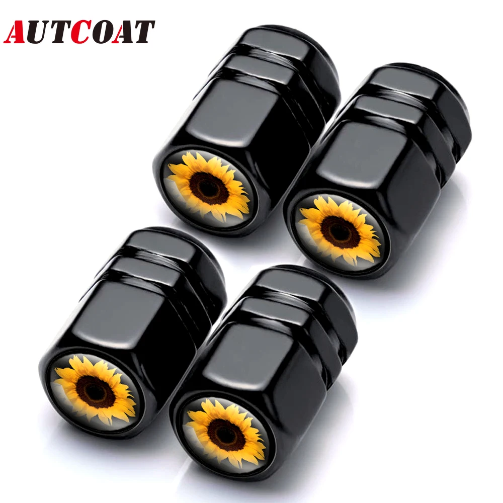 Premium Metal Tire Valve Caps with Rubber Ring - Dust Proof Cover (Set of 4)
