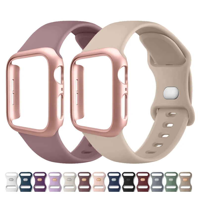 Versatile Protective Silicone Strap and PC Case for Apple Watch - Enhanced Durability and Style
