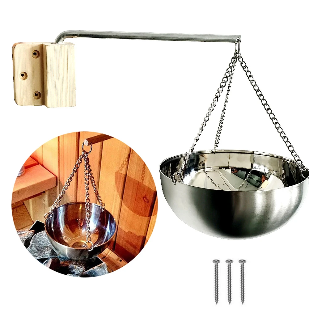 20cm Stainless Steel Sauna Bowl Aroma Bowl Cup Essential Oil Bowl Sauna Room Accessories