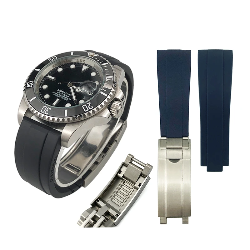 

Rubber Watchband 20mm 21mm for Rolex Submariner GMT Daytona Oyster Yacht Master Slide Lock Buckle Silicone Strap