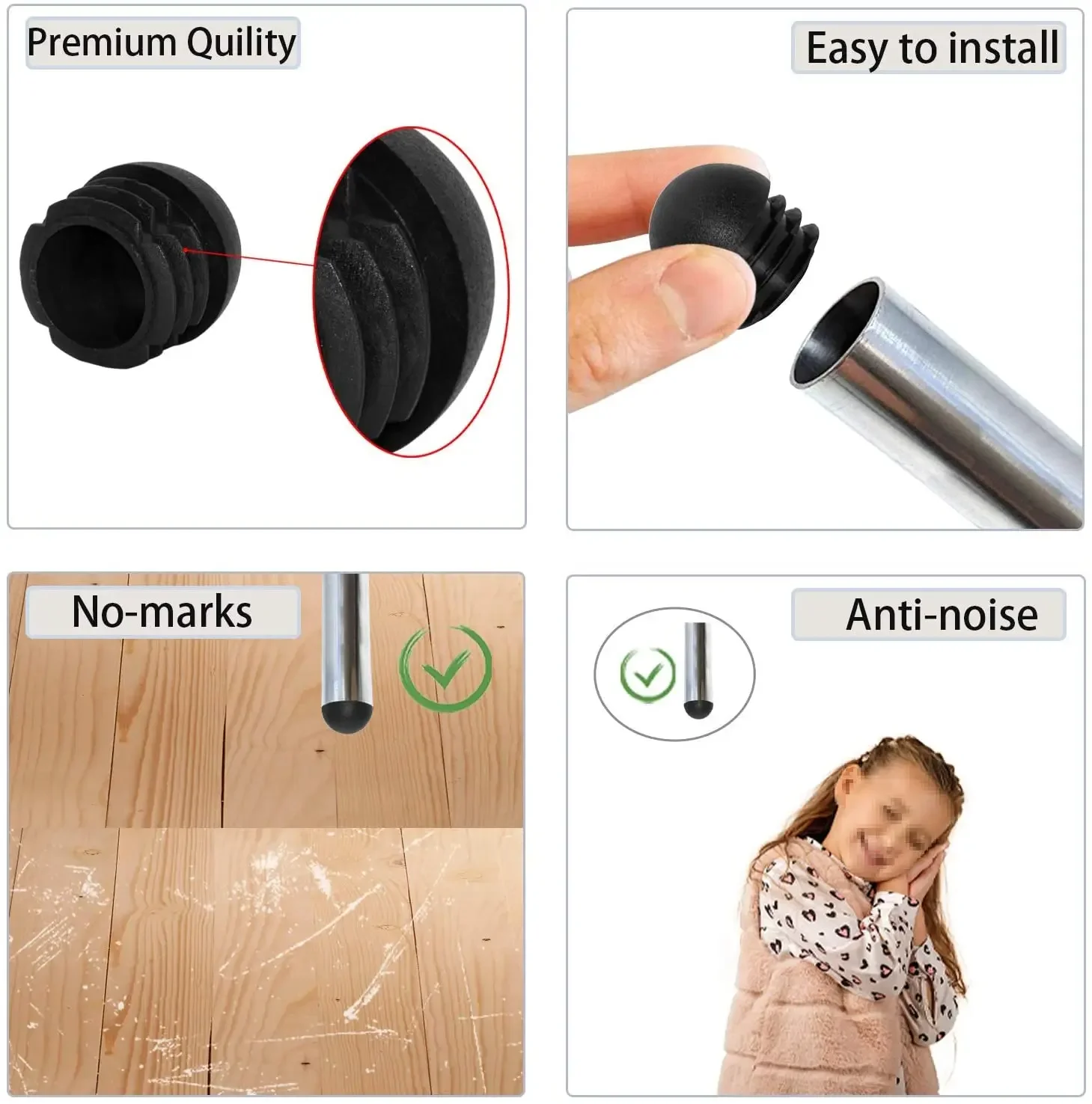 Round Tube Insert Plug Table Chair Leg End Caps Furniture Feet Pipe Tubing End Cap Dust Cover Blanking Bung Floor Protector pipe end cap table foot pad floor protector caps table leg tips