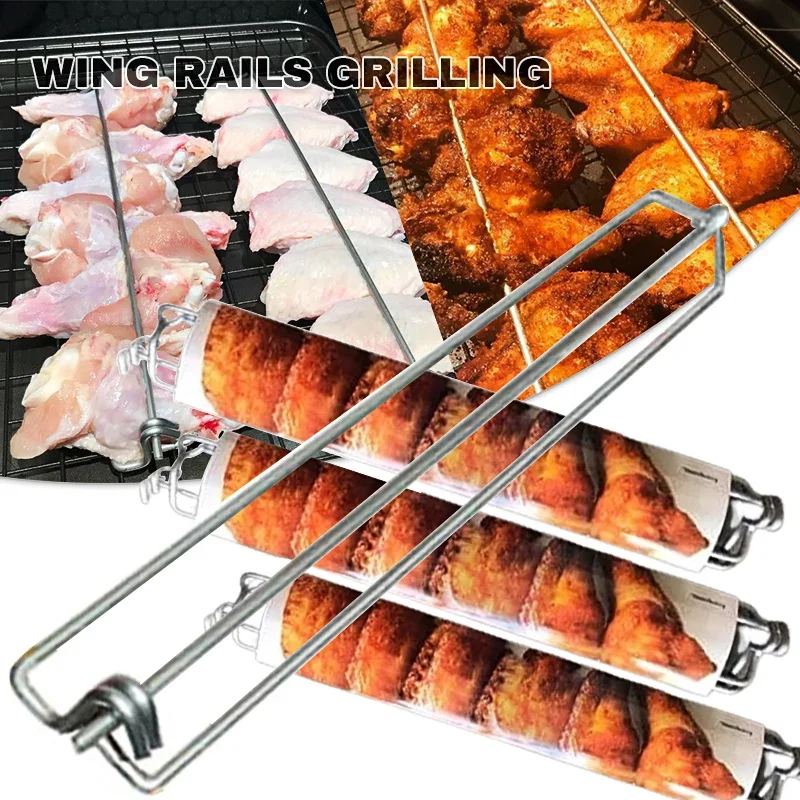 Wing Rails for Grilling Chicken Wings Clamping Flat Wing Rails for Grill BBQ Accessories Grilling Tools Outdoor Picnic Camping grill oven accessories