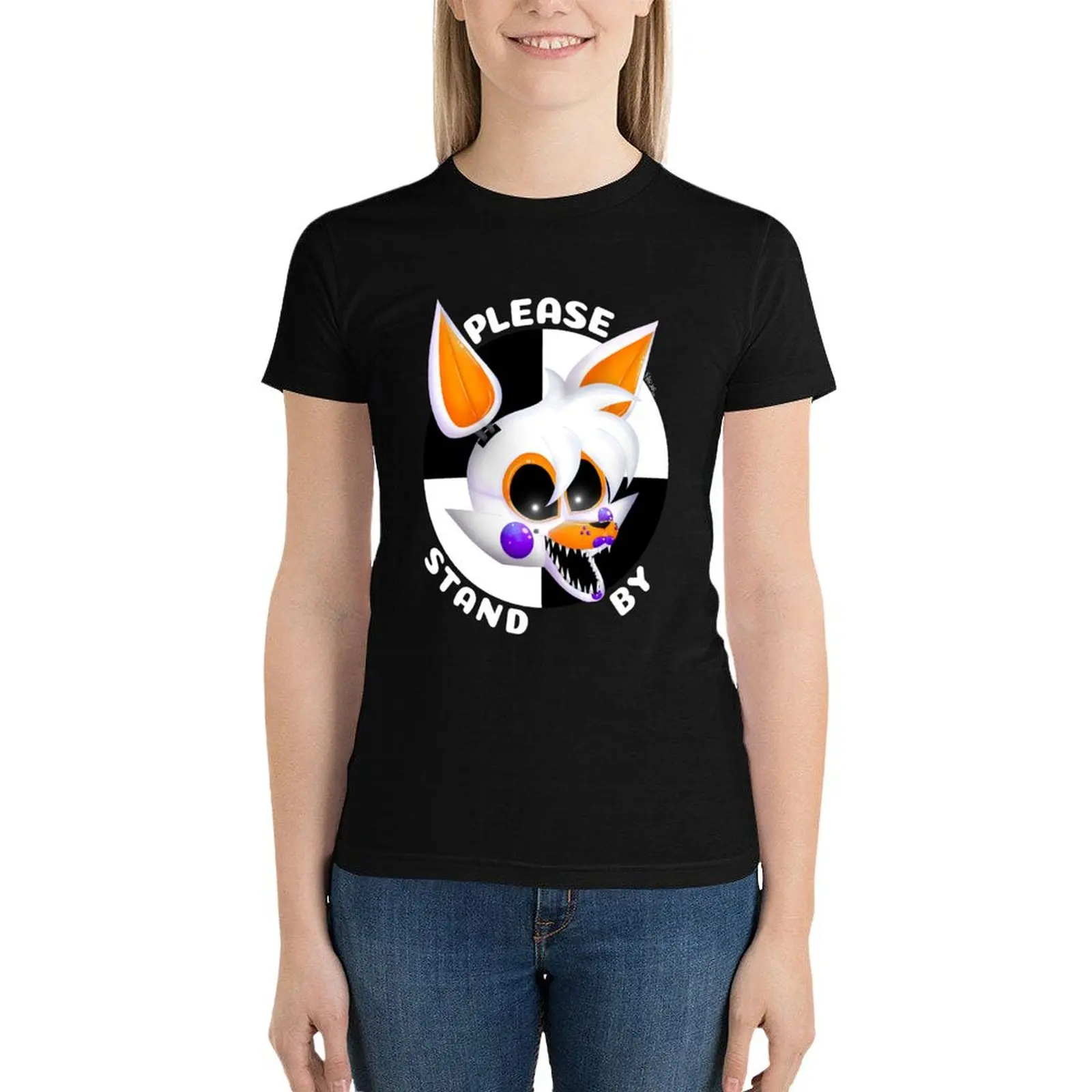 Lolbit please stand by T-Shirt kawaii clothes anime clothes hippie clothes Short sleeve tee t shirts for Women