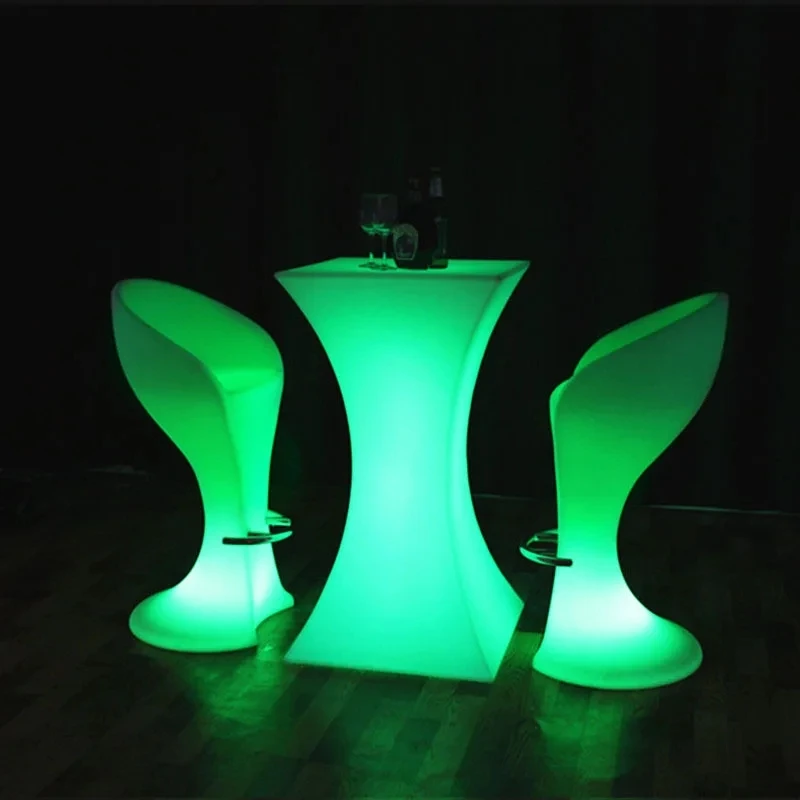 110Cm Hoogte Led Verlichte Cocktailtafel Verlichte Bartafels Plastic Salontafel Commerciële Meubelsuppies