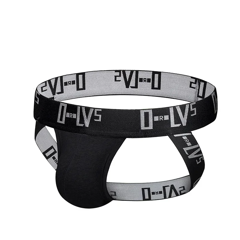 

Orlvs trendy men's underwear cotton U-convex solid color sexy fancy double T-shirt with open buttocks and air permeability