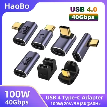 Adaptateur USB4.0 40Gbps OTG Type C à 90 degrés, 100W 5A, convertisseur de charge rapide USB C vers Type C, adaptateur de données USB C pour Macbook 8K60HZ