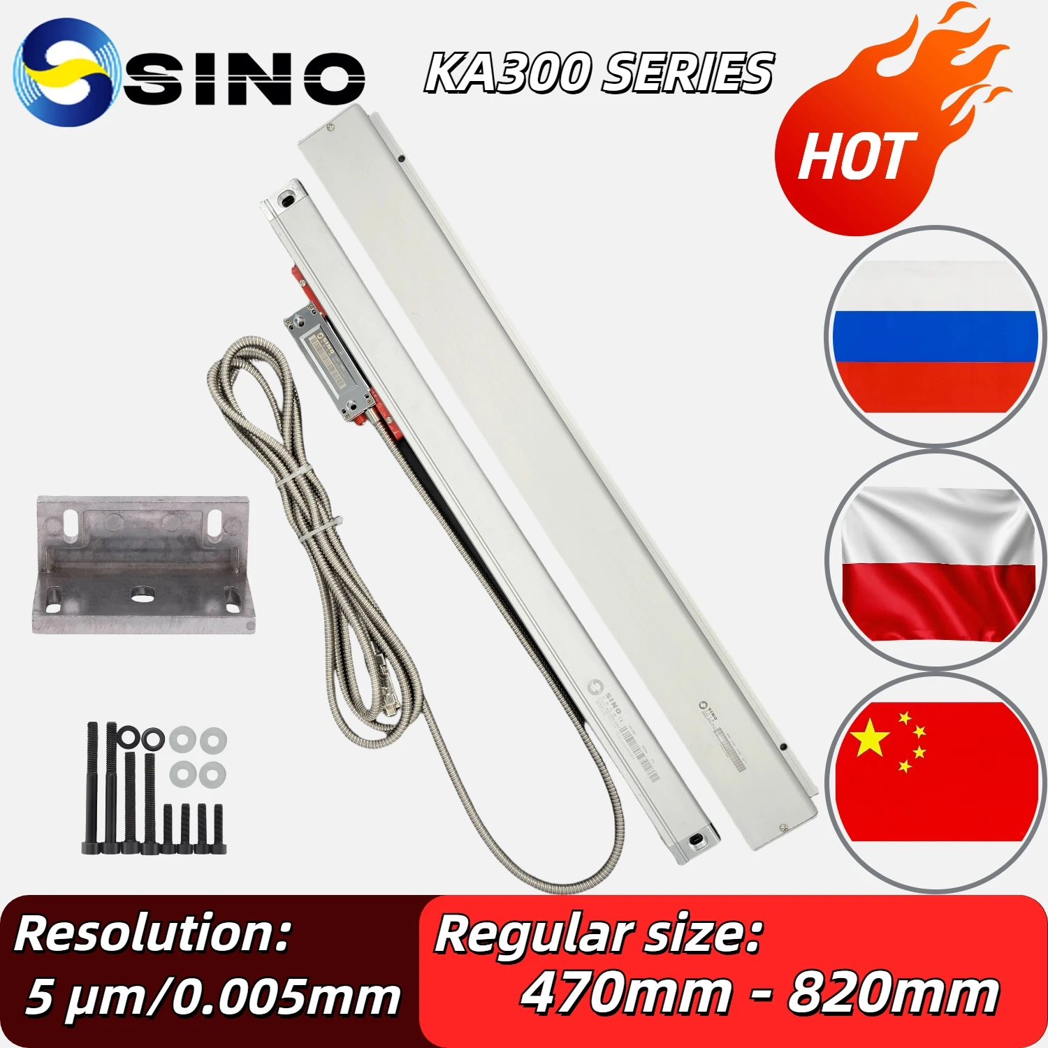 High Precision Milling Lathe Grinder DRO Linear Glass Scale 470mm-820mm TTL 5um 5VDC Grating Ruler Encoder Sensor Displacement