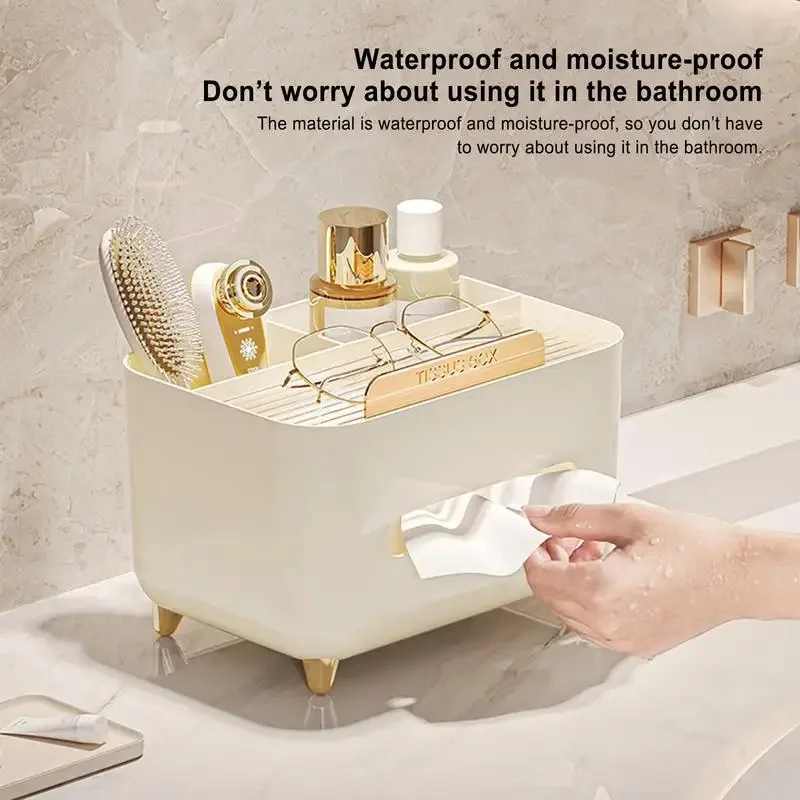 Multifunctional Tissue Box Living Room Tissue Case Desktop Organizer Remote Control Tissue Holder Luxury Paper Tissue Box Holder 4
